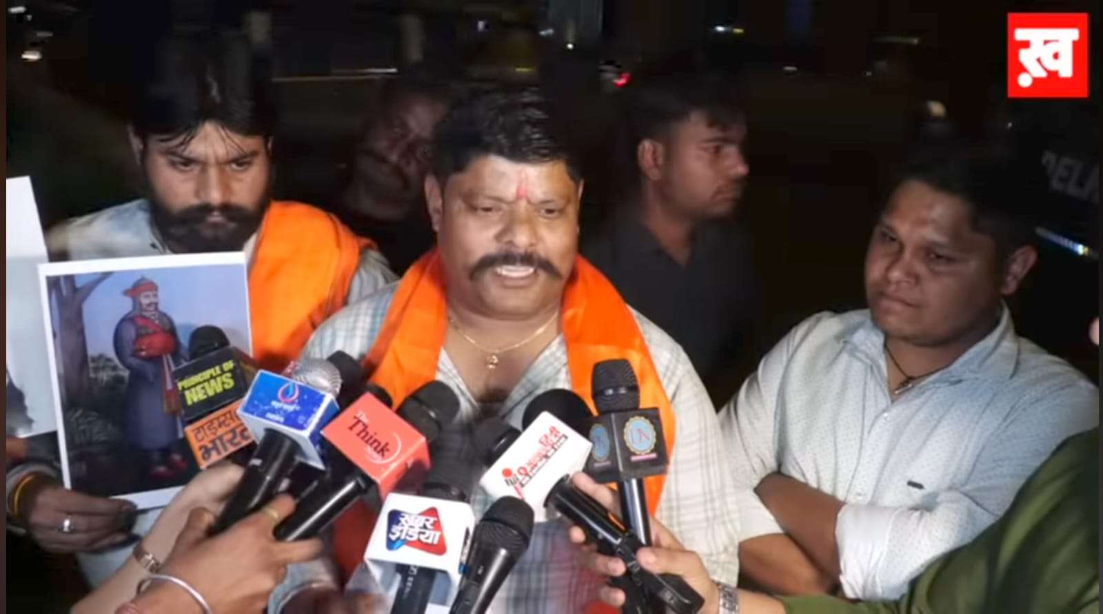 "Samajwadi Party MP Ramji Lal Suman speaking at an event, facing backlash for his controversial statement on Rana Sanga."