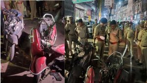 धमाके के बाद जांच करते पुलिस अधिकारी