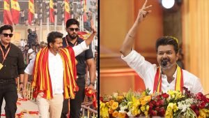 सलेम में Vijay Campaign शुरू करने के लिए विजय और टीवीके नेताओं का दृश्य।