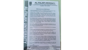 अल फलाह यूनिवर्सिटी का आधिकारिक बयान