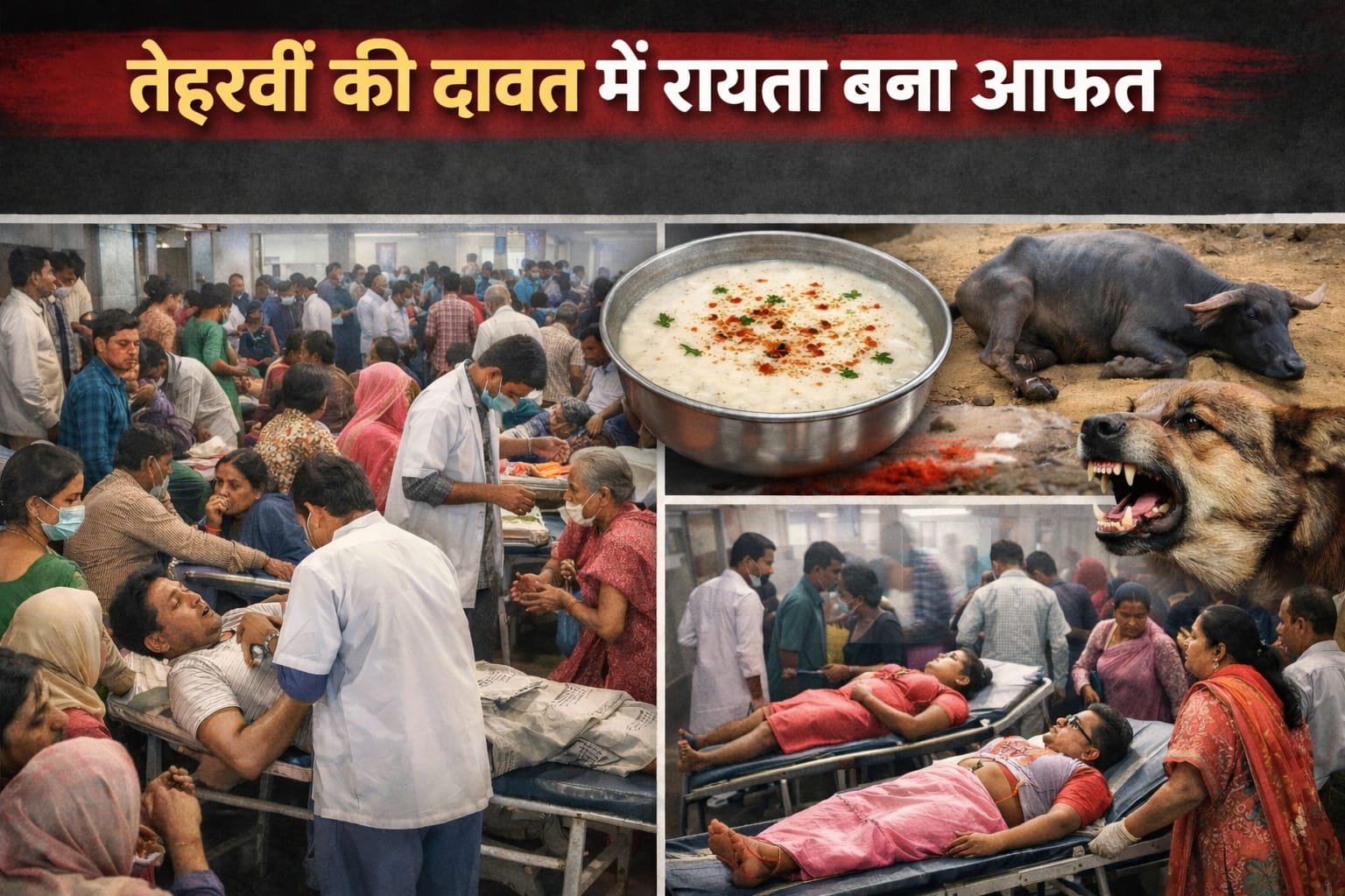 तेहरवीं की दावत में रायता बना आफत, कुत्ते के काटने से मरी भैंस के दूध का इस्तेमाल, 200 लोग पहुंचे अस्पताल