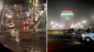 नए साल की बारिश और ठंड का दृश्य