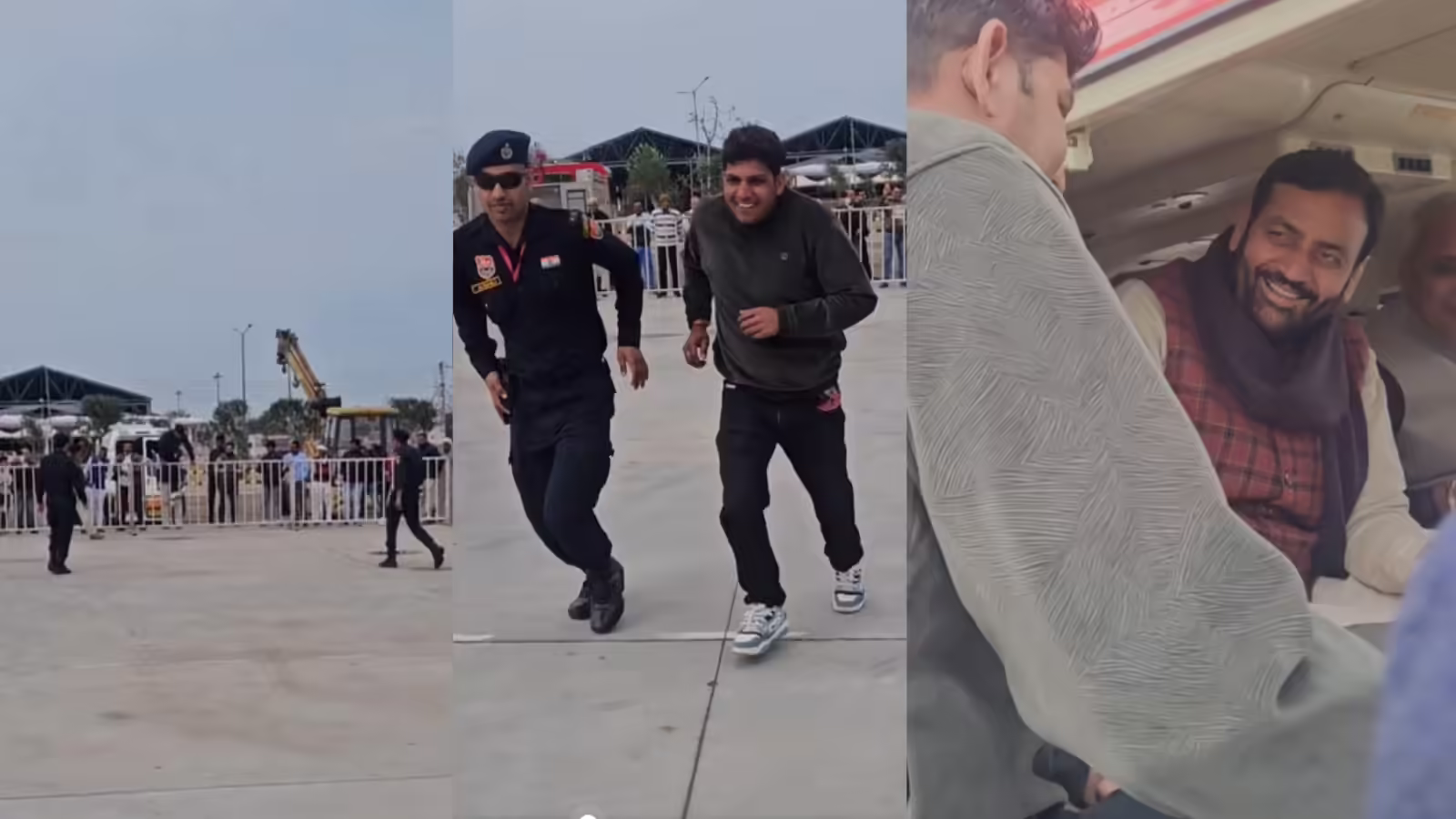 नायब सैनी ने युवक को हेलिकॉप्टर में बिठाया