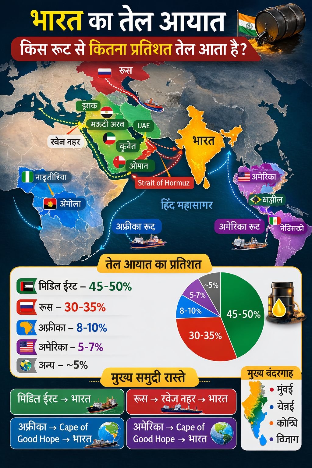 India Oil Import Routes: होर्मुज बंद हुआ तो क्या.....जानिए भारत के पास और तेल के कितने रास्ते?