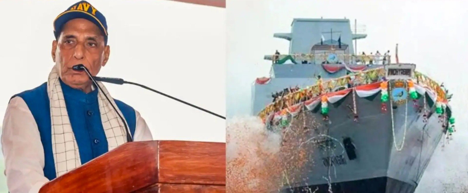 नौसेना में शामिल हुआ युद्धपोत तारागिरी रक्षा मंत्री राजनाथ सिंह