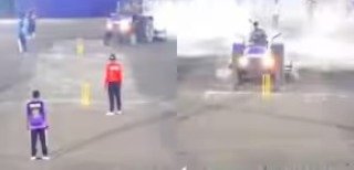 क्रिकेट मैदान में चला दिया ट्रैक्टर