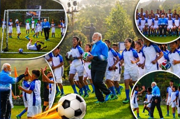 PM Modi Plays Football