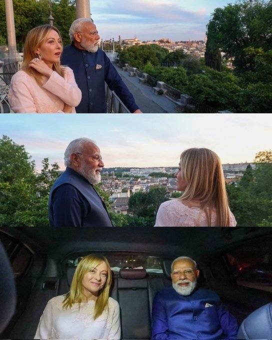 रोम में पीएम मेलोनी ने क‍िया प्रधानमंत्री मोदी का स्‍वागत