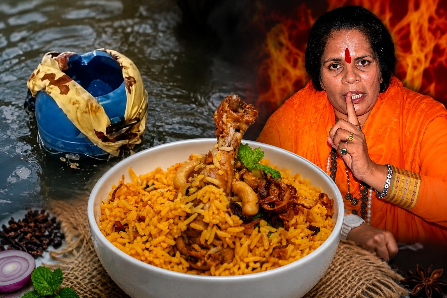 गंगनहर में नीले ड्रम से चिकन बिरयानी फेंकी