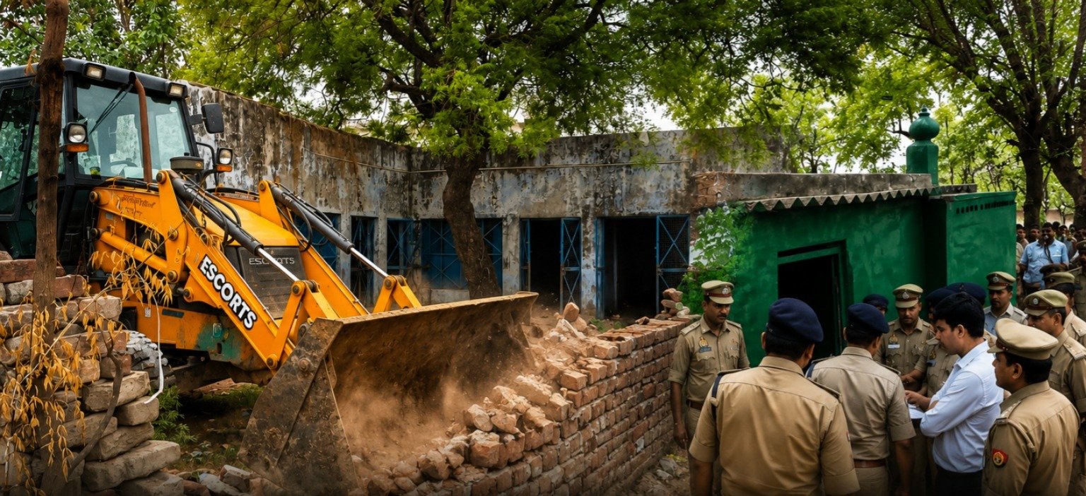गाजियाबाद में अवैध मदरसे पर चला योगी सरकार का बुलडोजर