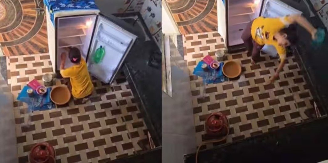 चालू फ्रिज की सफाई के दौरान महिला को लगा जोरदार करंट, CCTV में कैद हुआ पूरा हादसा; देखें वीडियो
