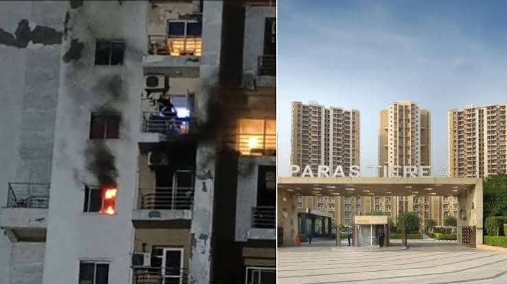 नोएडा की पारस टिएरा सोसाइटी में लगी आग