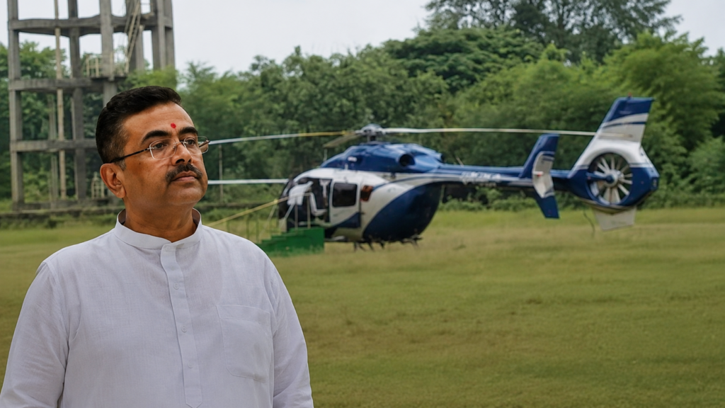 West Bengal News: शुभेंदु अधिकारी के हेलीकॉप्टर की अचानक करानी पड़ी इमरजेंसी लैंडिंग, खराब मौसम के बीच बाल-बाल बचे; वीडियो आया सामने