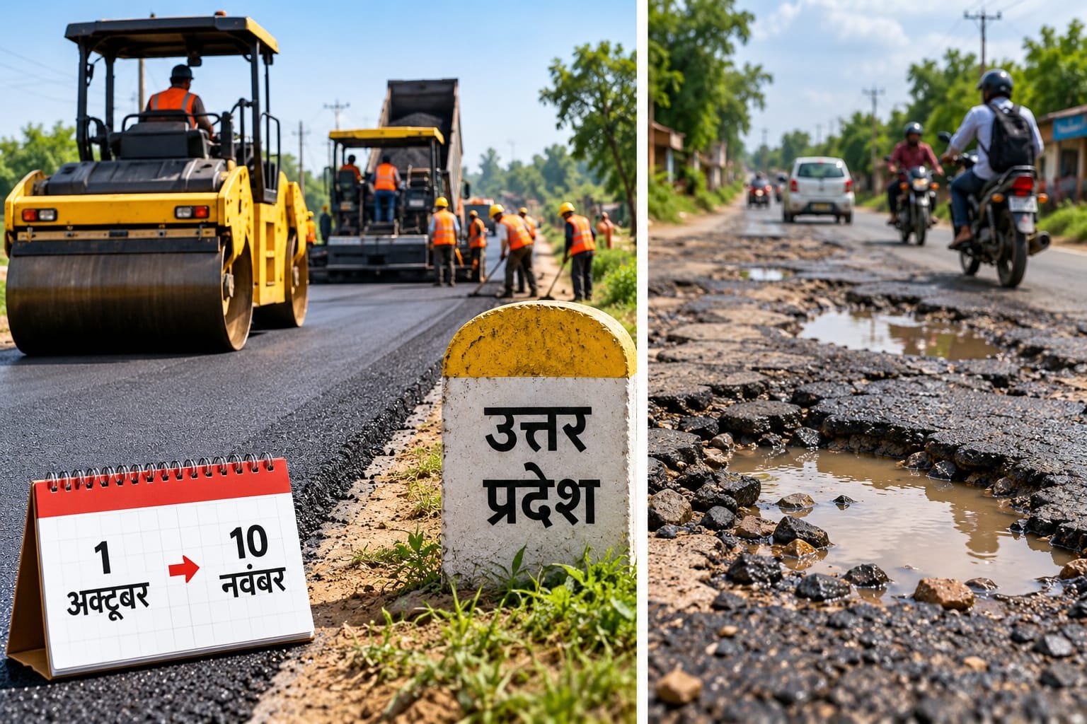ग्रामीण सड़कों की मरम्मत और बहाली के लिए विशेष अभियान चलाए जाने की AI तस्वीर 